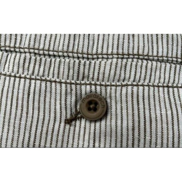 Marrakech Anthropologie Linen Pants Size 30 | Pinstripe Pull-On Wide Leg Trouser - Picture 5 of 8